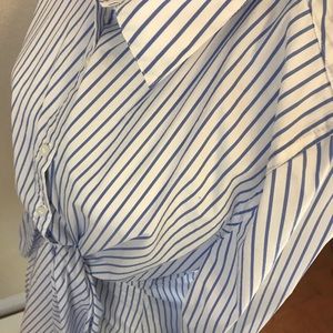 Calvin Klein Striped Button Up with Knot Front